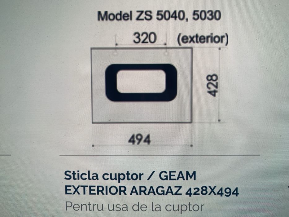 Geam sticla termic aragaz metalica zanussi cuptor interior exterior
