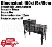 Soba Cizma L Lemne Cuptor Neagra 7kW Evac STANGA LIVRAT GRATUIT BN
