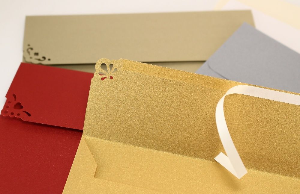 Луксозни пликове за покани и картички - перлени пликове за сватба