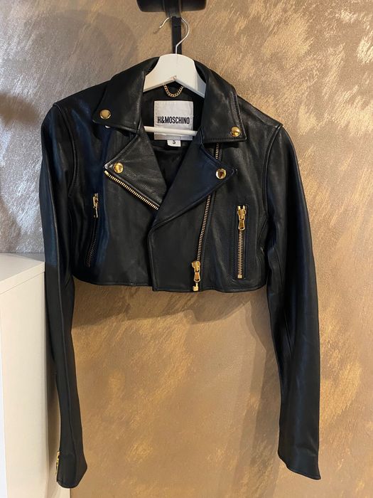 Дамско естествена кожа яке Moschino