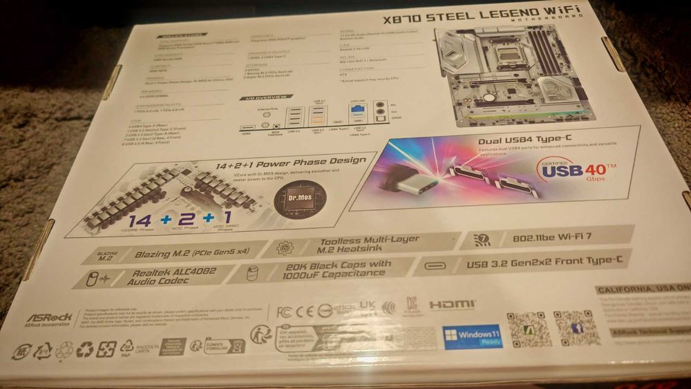 ASRock X870 Steel Legend + AMD Ryzen 7 7800X3D 96MB/120W/AM5