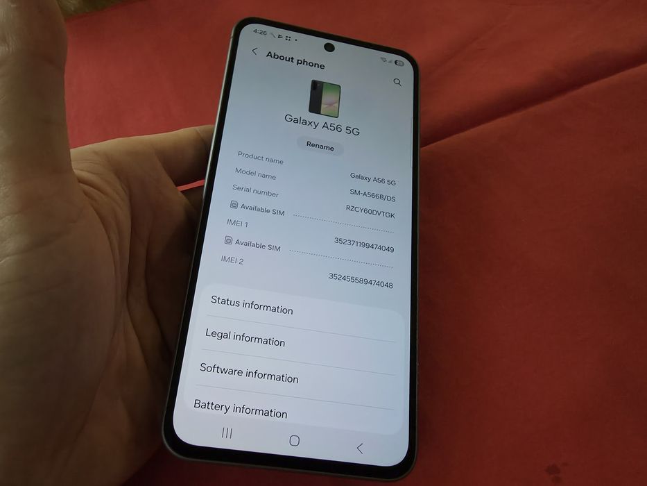 -Samsung A56, Negru, 128Gb, 8Ram, doar telefonul, ireprosabil, stare p