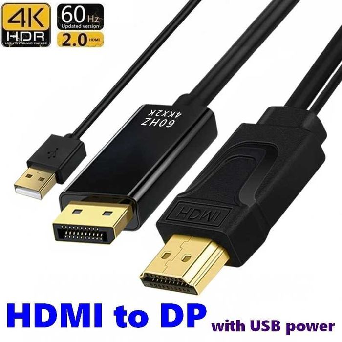 Cablu convertor HDMI 2.0 tata la DisplayPort 1.2 tata, 4K 60Hz, 1.8m