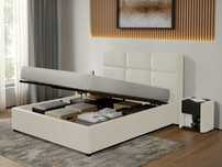 Pat Tapitat Cico 190 rabatabil 170 x 114 C1 din piele/stofa Alb Nube 1