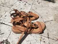 Sandale maro barete stil roman piele naturala 39