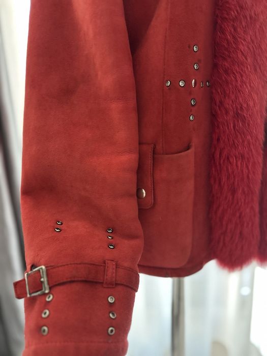 Cojoc din blana naturala si piele intoarsa marimea M