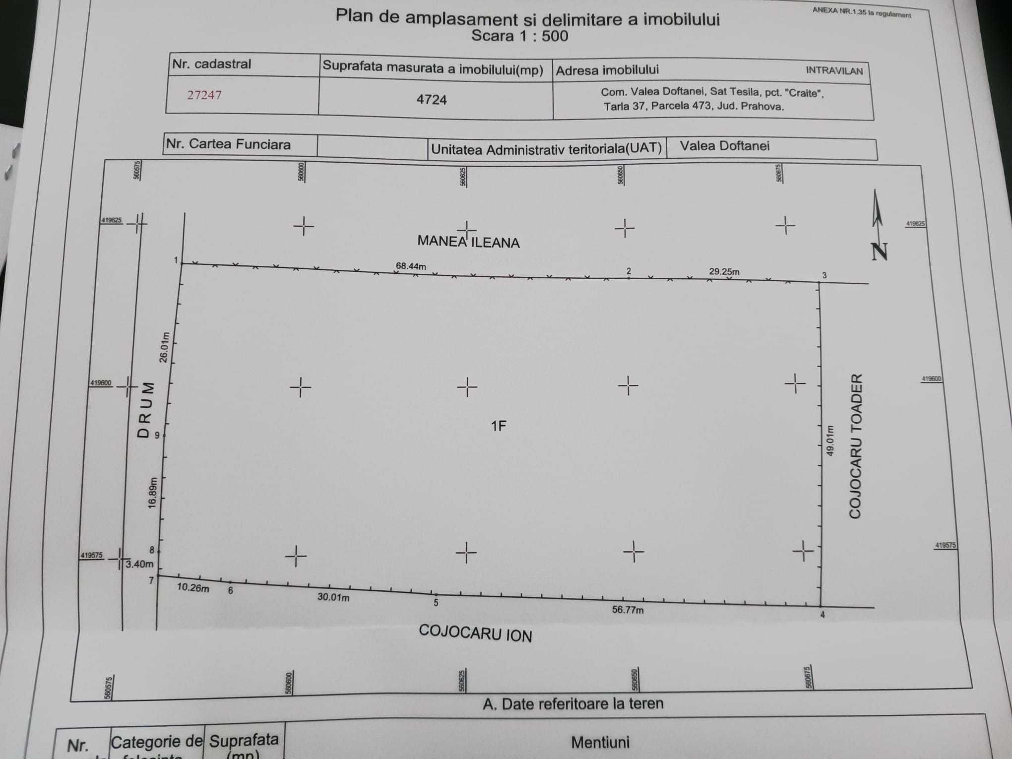 Teren de vanzare Valea Doftanei zona Craite 4724mp