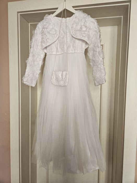 Ținută completă pentru Prima Împărtășanie, Mărimea 140-rochie, bolero