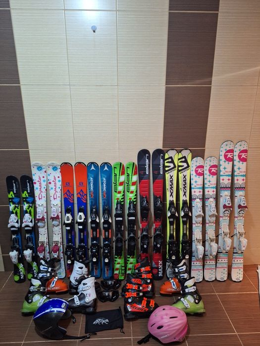Set schiuri copii 110cm-clapari ski-casca, bete