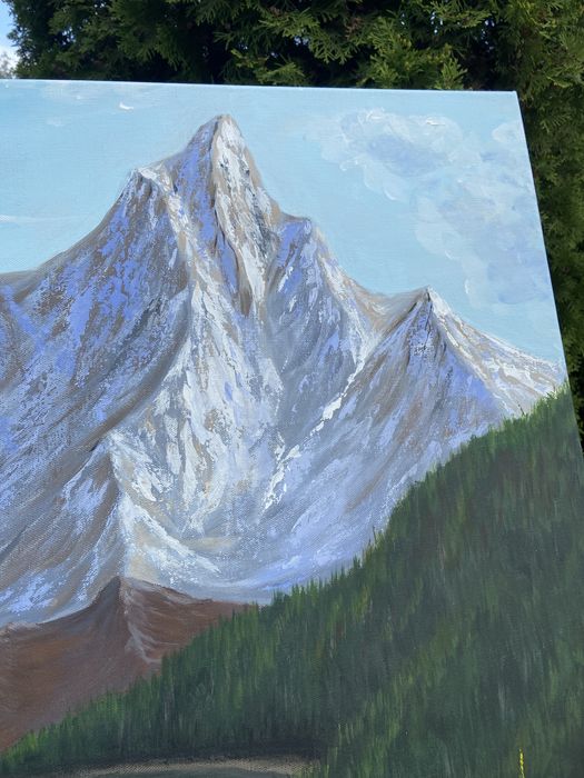 Pictura peisaj montan acrilic pe pânza 100x70 cm