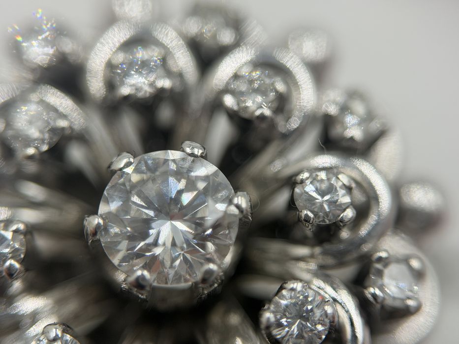 Inel floare Aur 18 k Du diamnte Aprox 1 kt