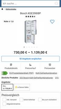 Combină frigorifică Bosch Serie 6 KGE398/BP