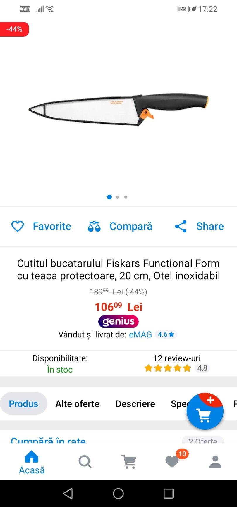 Cuțite originale Fiskars otel inoxidabil