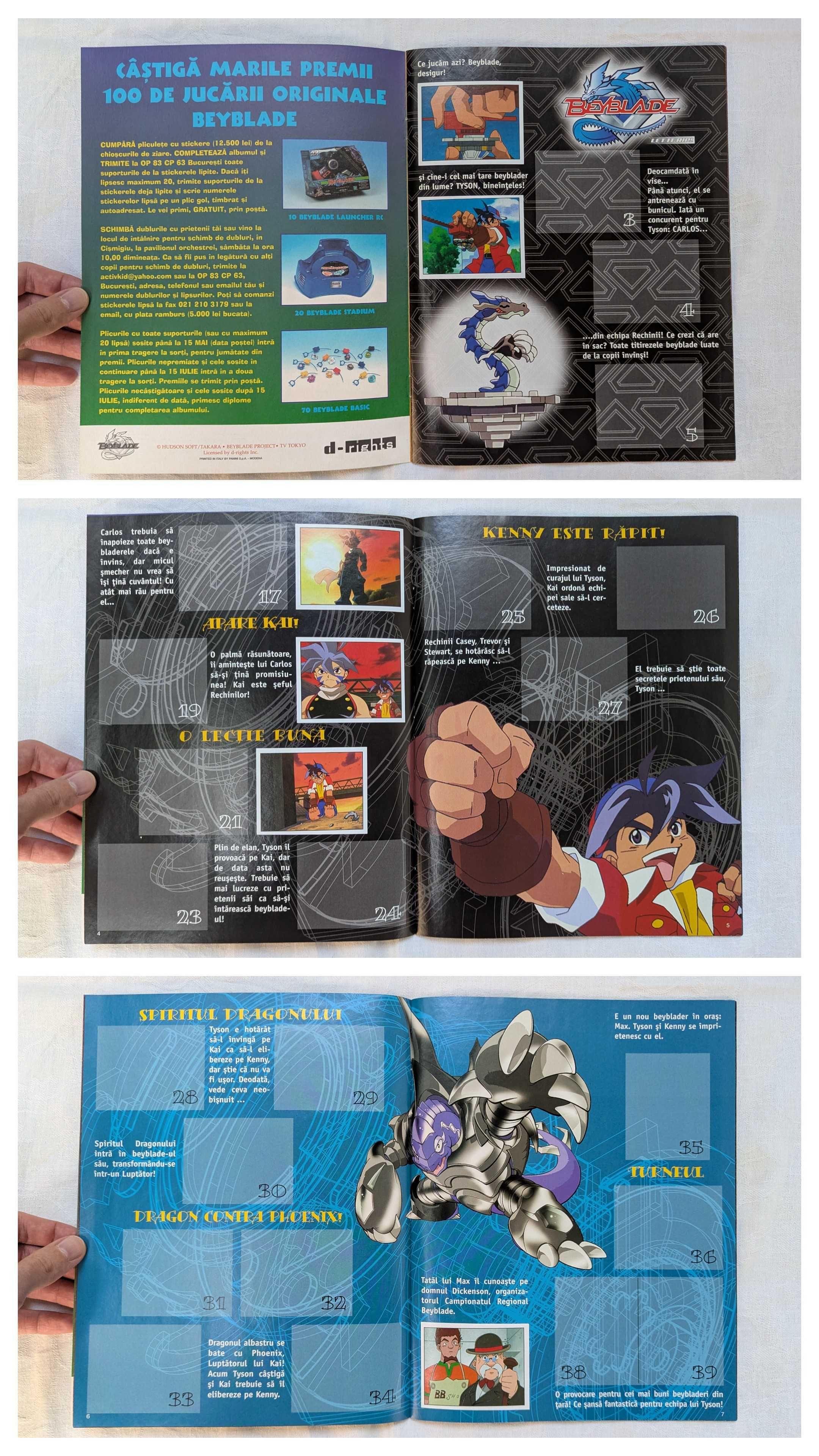 Album Beyblade Panini incomplet (47 / 204 abțibilduri)