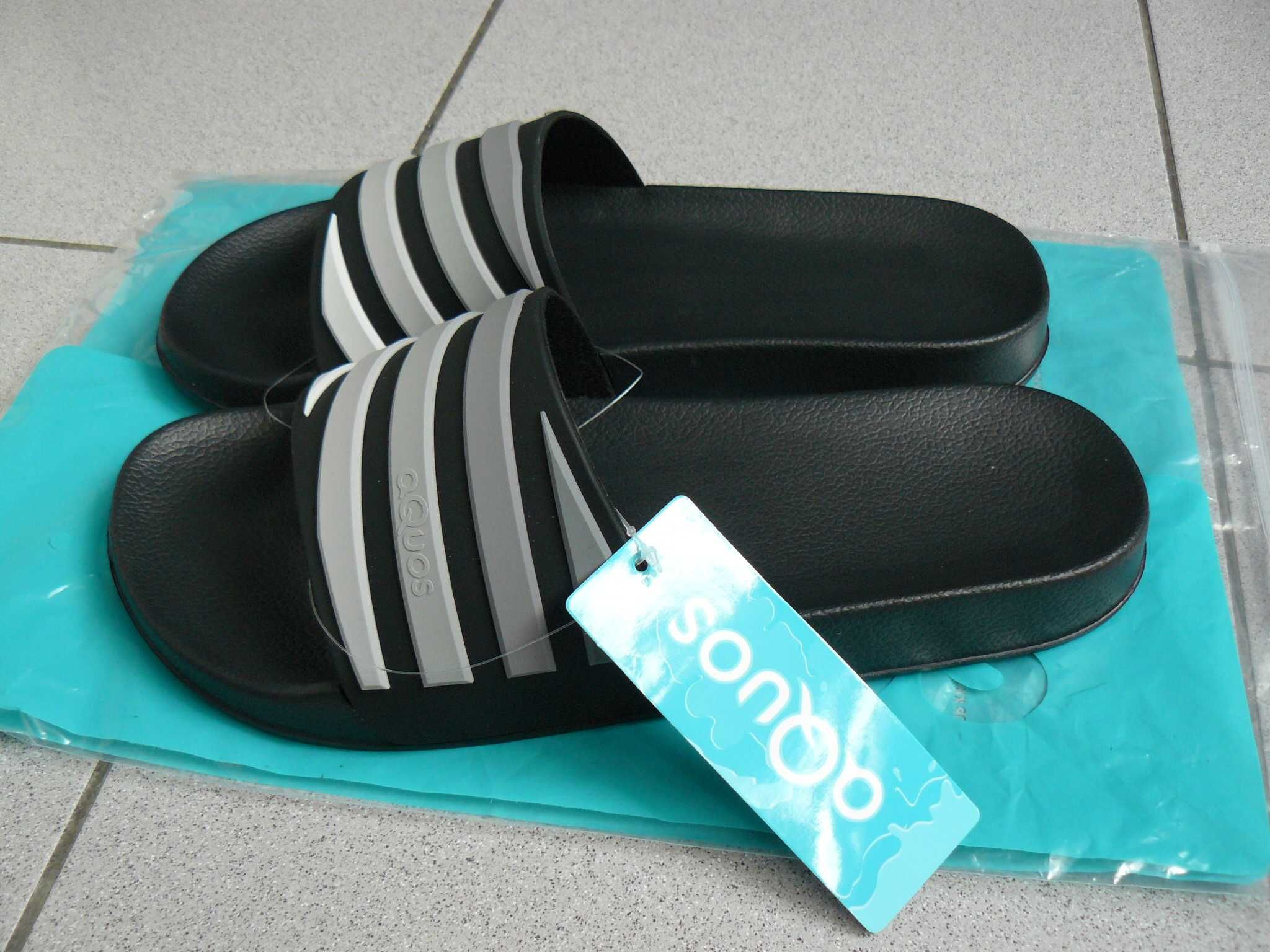 Slapi/Papuci Plaja AQUOS ZIPTOP Originali,Noi,Negru/Alb,Nr.42, 43, 44