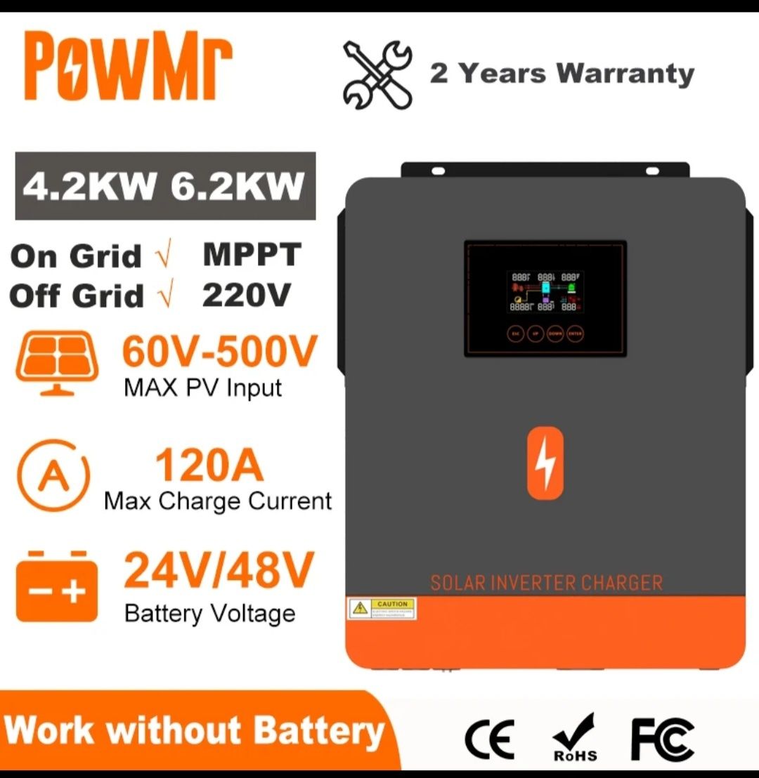 Invertor hibrid ON/OFF grid 6.2kw 48v