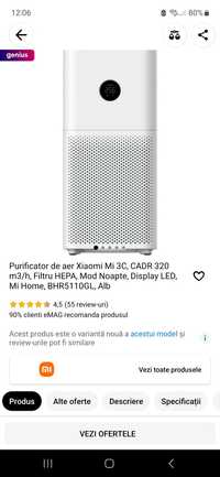 Purificator de aer Xiaomi Mi 3C, CADR 320 m3/h, Filtru HEPA, Mod Noapt