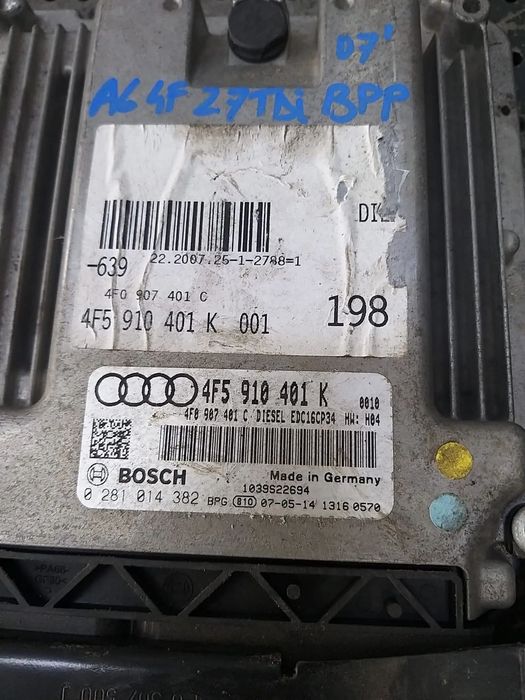 Ecu calculator motor 2.7 tdi audi a6 c6 4f 4f5910401k 4f5910401k 0281014382