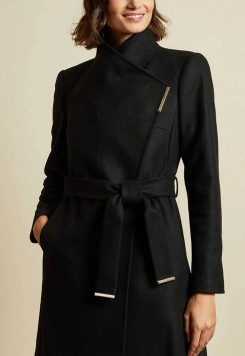 Вълнено Палто "Ted Baker"  Rose Midi Wool Wrap Coat With Shoulder