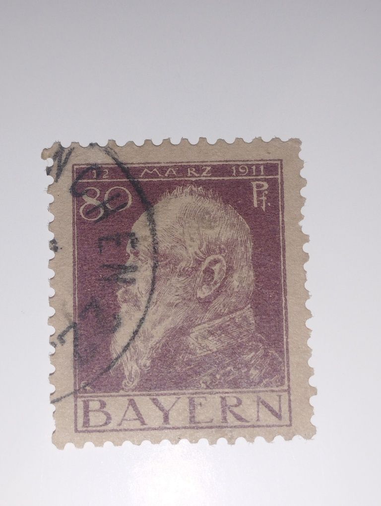 Почтовы марки Баварии 1911 года