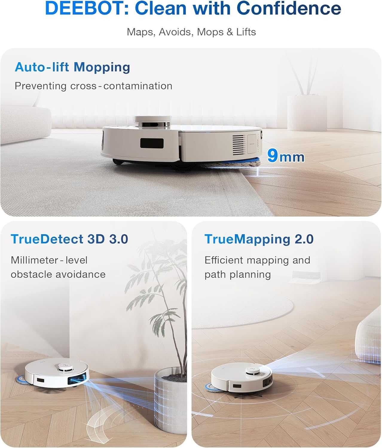 Прахосмукачка робот Ecovacs Deebot T30 PRO OMNI Auto Wash-Fill Station