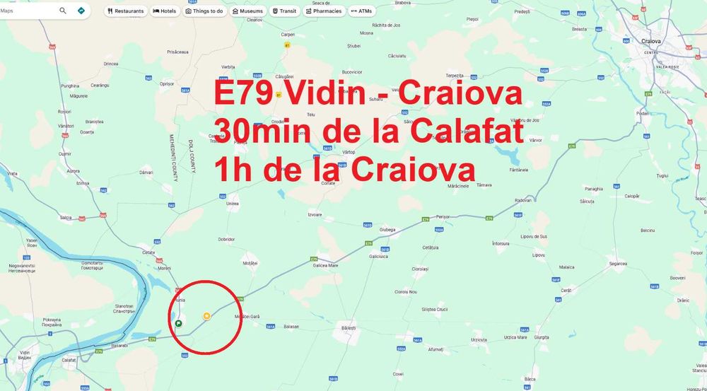 Teren cu posibilitati de investitii, pe drum european E79, 14300mp