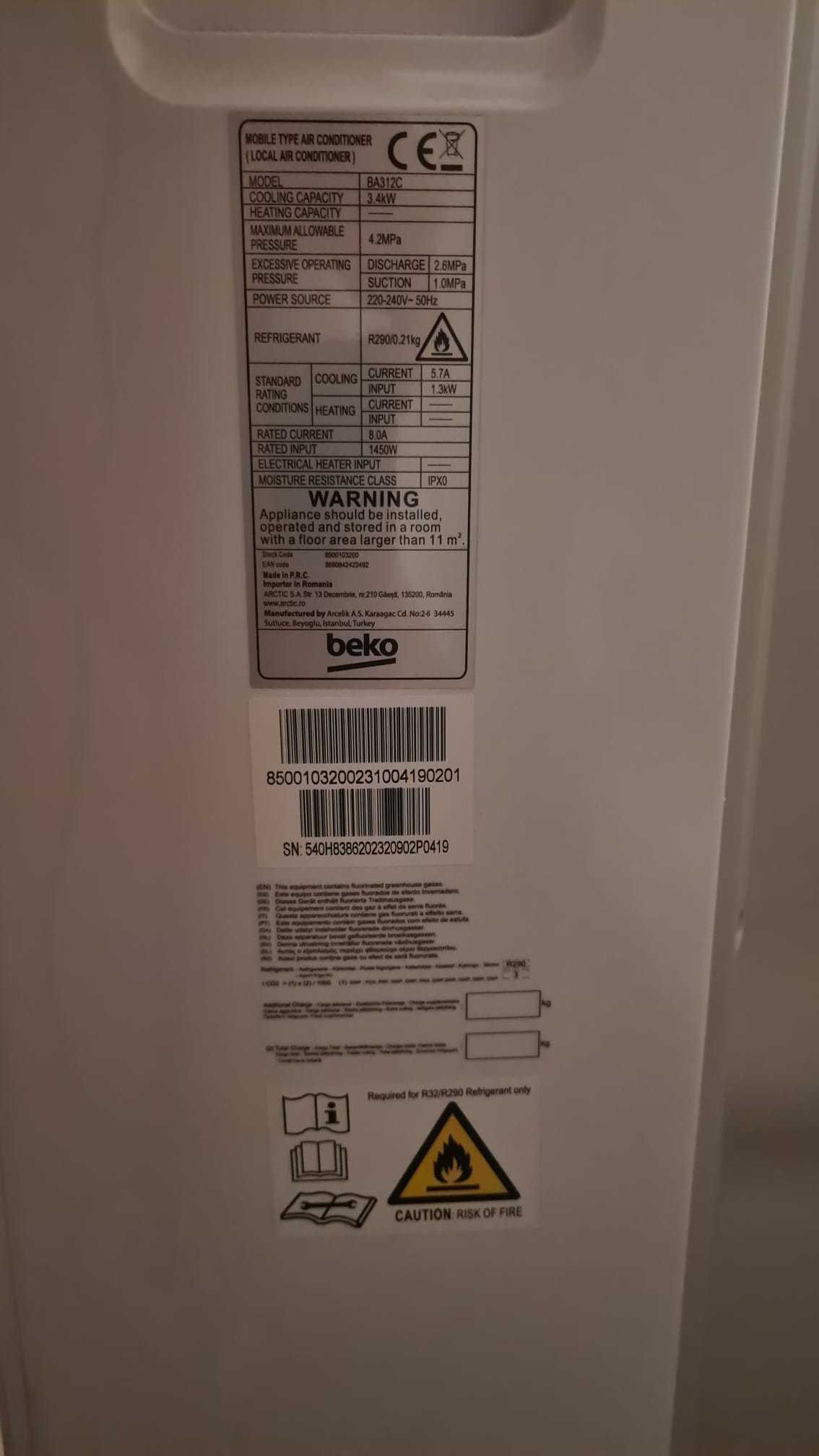 Aer Conditionat BEKO 12000BTU, stare perfectă