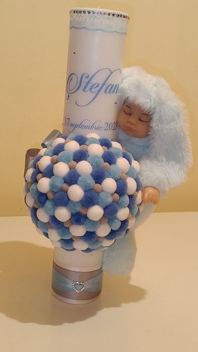 Lumânare botez pompoane