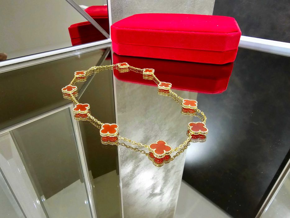 Van Cleef & Arpels VCA Gold Red 10 Motifs Alhambra Clover Дамско Колие