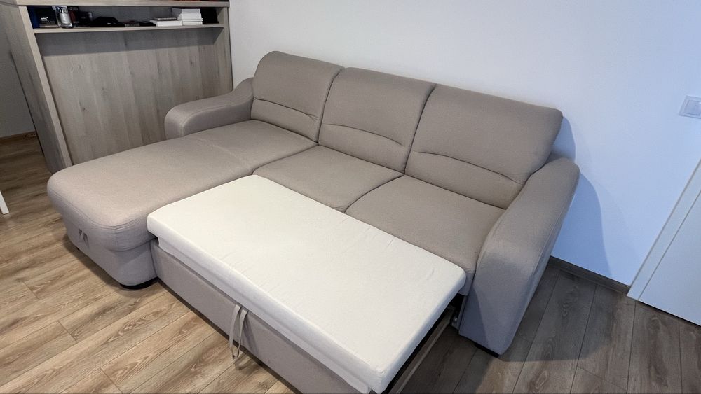 Canapea extensibila (coltar) CASA RUSU, bej, 240/200 x 180/140/60 cm