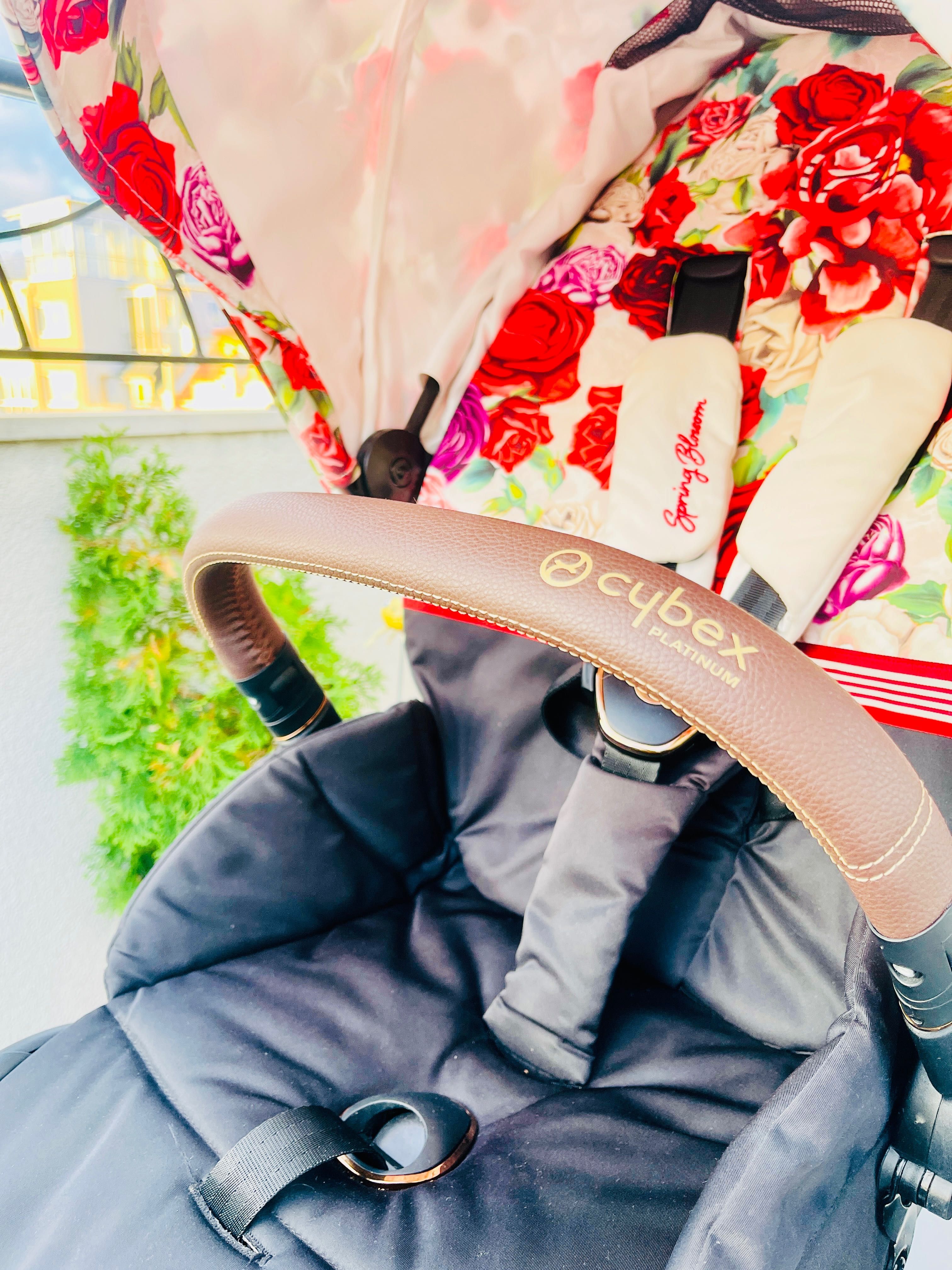 Детска количка Cybex Priam 4 Rose gold, Platinum Spring blossom