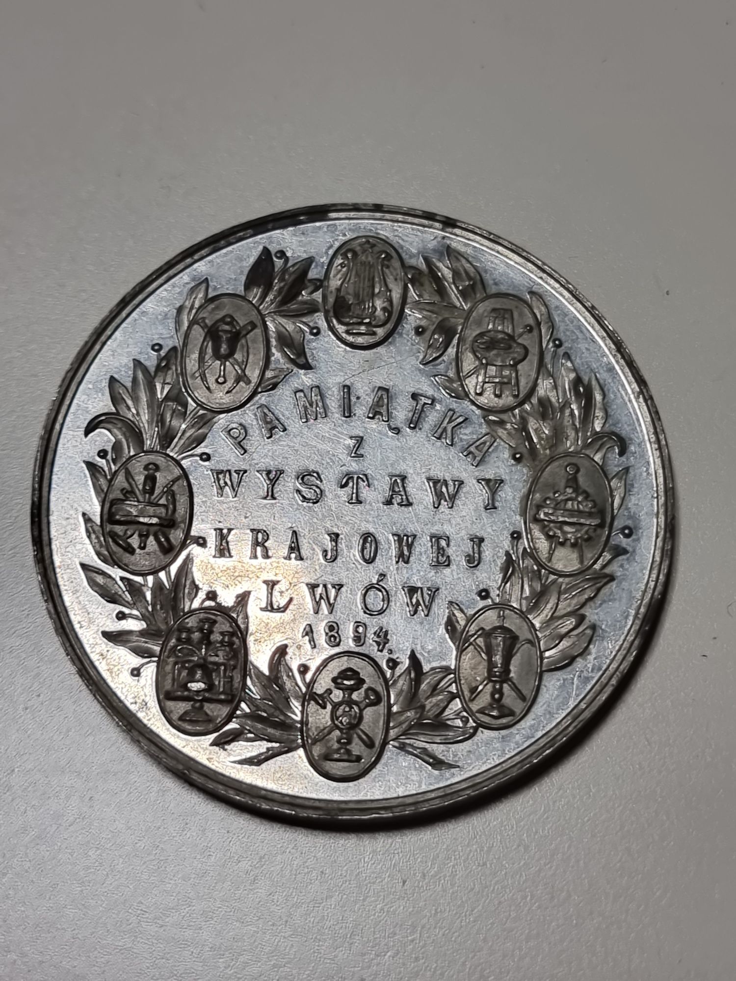 Medalie veche rara poloneza zinc 50mm 1894 semnata A. Schindler