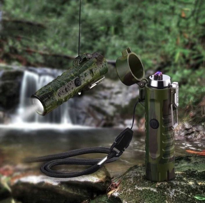 Плазмена запалка с фенерче Компас  Водоустойчива и ветроустойчива