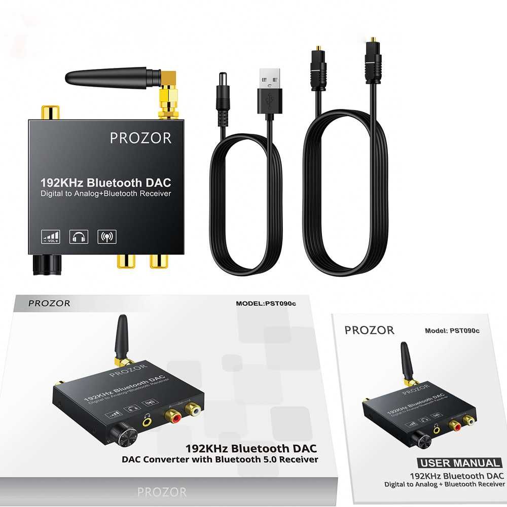 DAC 192kHz Bluetooth цифров към аналогов конвертор, RCA + Гаранция