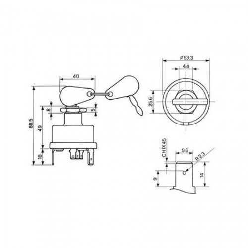 Contact cu chei tractor Massey Ferguson, Case, Landini, JCB, cu 2 chei