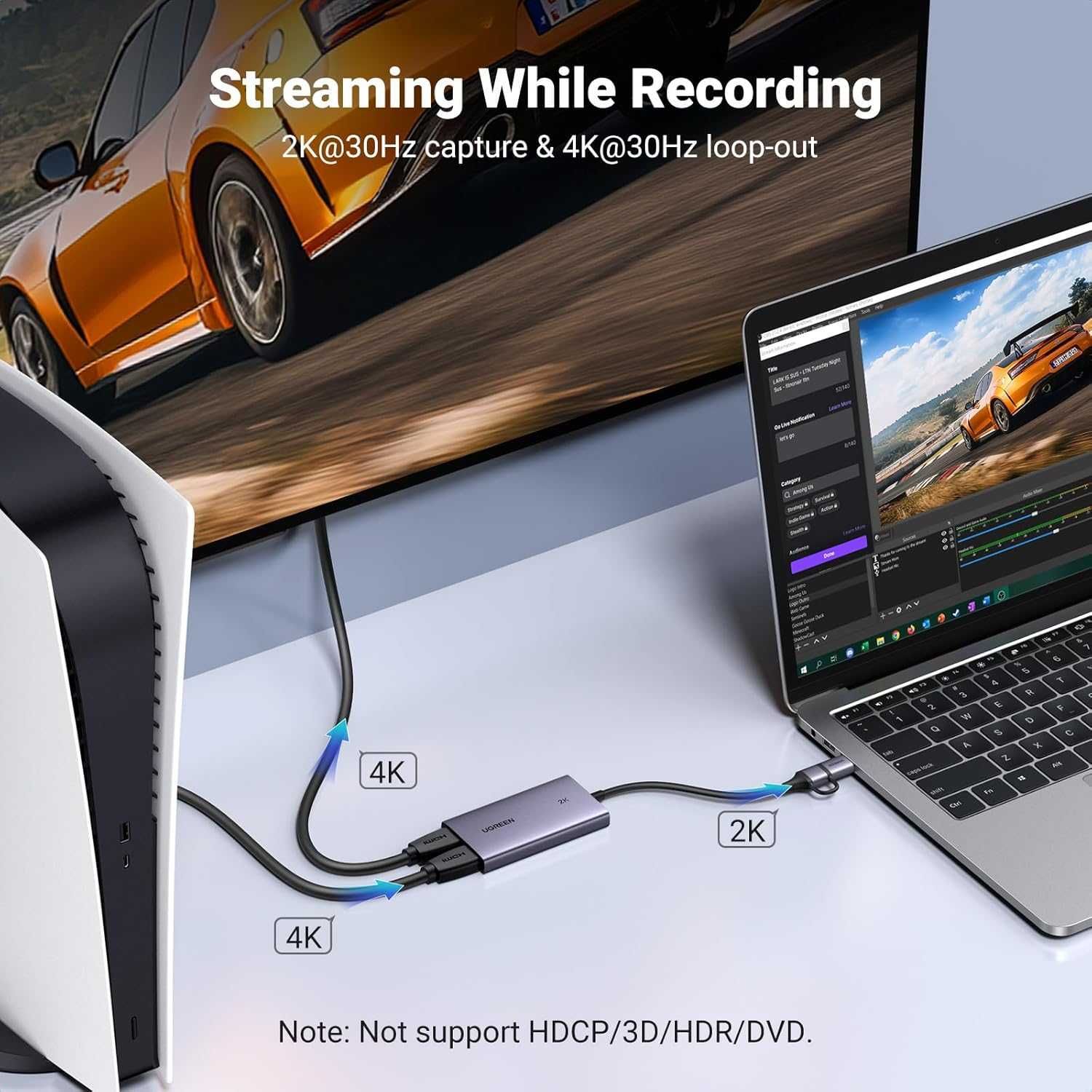 UGREEN Video Capture Card, HDMI към USB C/A Capture Card