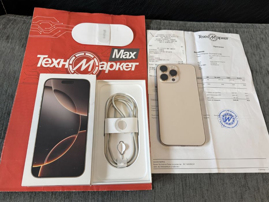 КАТО НОВ 256GB iPhone 16 Pro Max Техномаркет Гаранция 2026 Desert