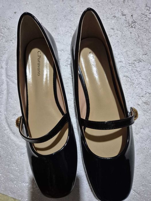 Balerini Dama C.Paravano Mary Jane - Negru Marime 38 - Varf Patrat