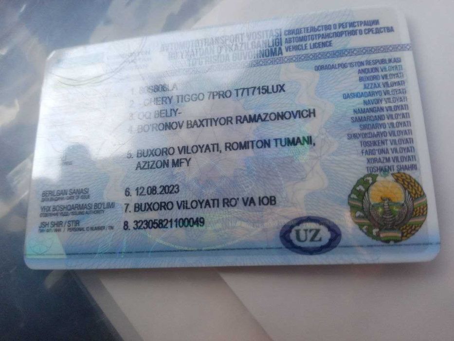 Cherry Tiggo 7 pro sotiladi