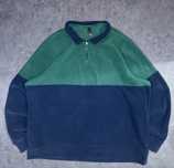 Bluza polar Adidas 1/4 zip verde-bleumarin XL vintage retro