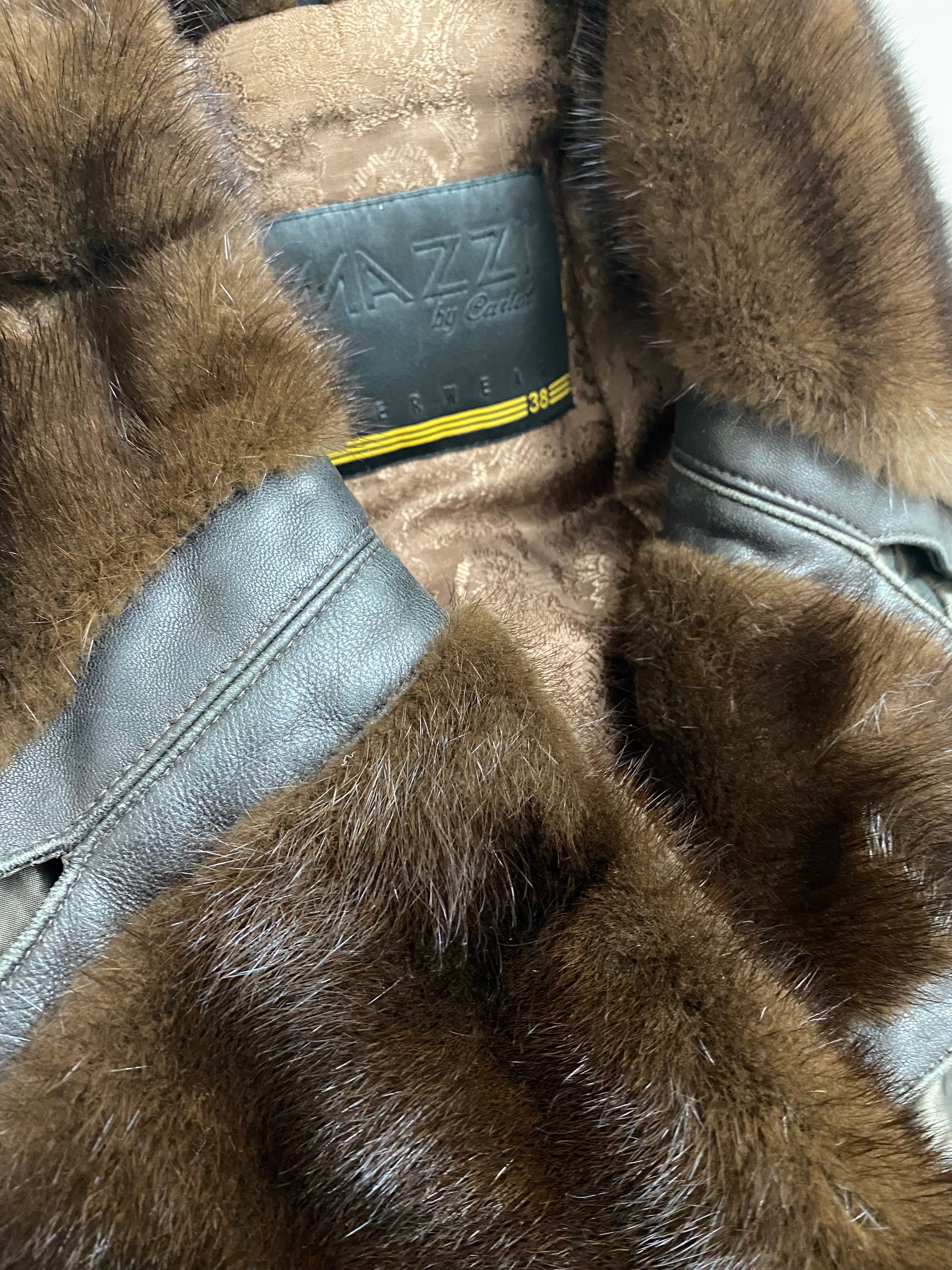 Стильная Зимняя Куртка с норковым воротом и кожаными вставками