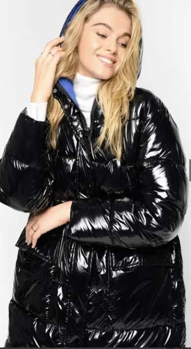 Pinko женско зимно лъскаво дълго яке оригинал черно дамско