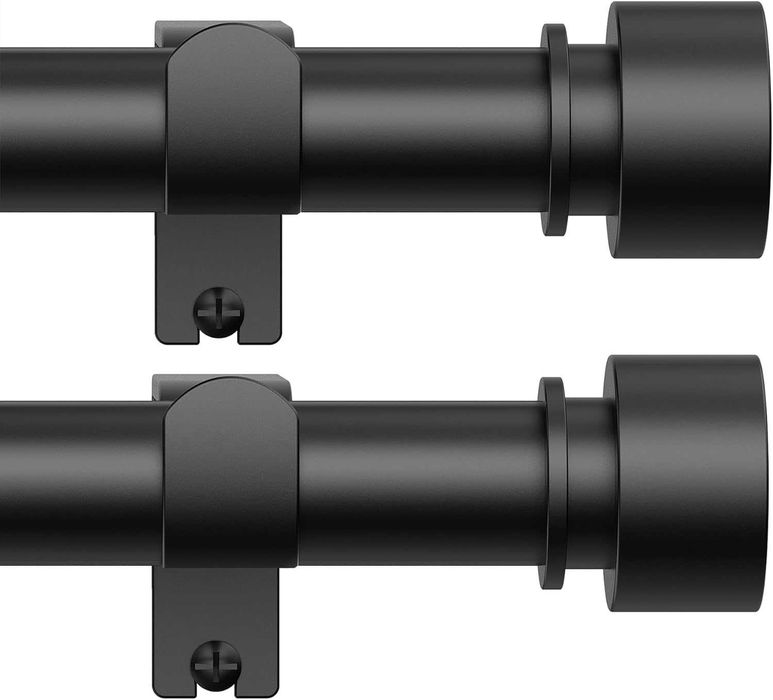 Set de 2 Galerii, bara perdele, draperii, 45 - 150cm, negru mat