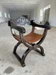 Античен стол със седло от естествена кожа 1900s Dante X-chair