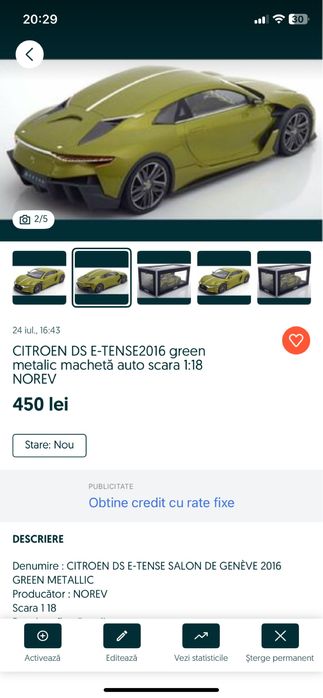 CITROEN DS E-TENSE SALON DE GENÈVE 2016 macheta auto 1:18 Norev