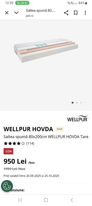 Saltea WELLPUR Gold
