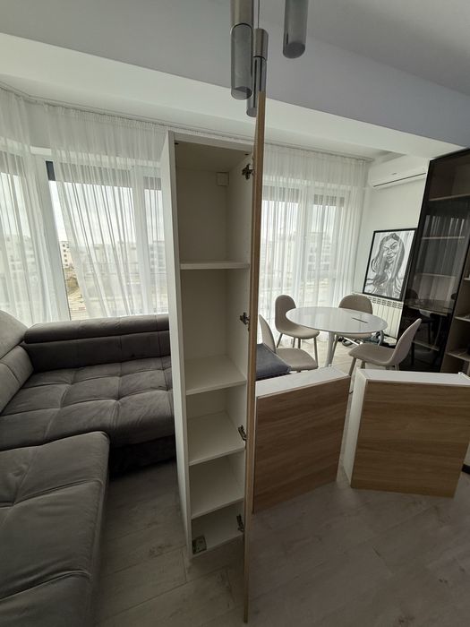 ENHET Corp înalt cu 4 poliţe/uşă, alb/aspect stejar, 30x32x180 cm