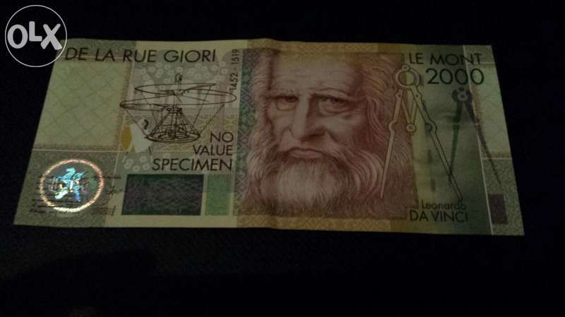 Тестова банкнота De la rue Giori 2000