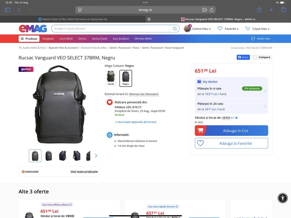 Rucsac VEO SELECT 37BRM, Negru NOU
