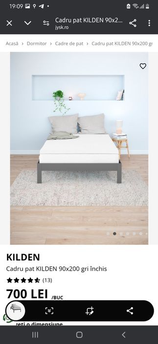 OFERTA! Pat jysk metal 90x200, cu somiera si saltea de lux